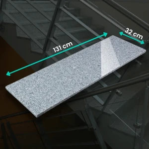 Parapet Stopnica granitowa szara polerowana z piaskowanym pasem G603 New 131x32x2 cm