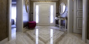 Płytka marmurowa 12 mm cegiełka Coffee White Brick 10x30 Queen Beige