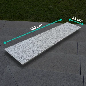 Parapet Stopnica granitowa szara polerowana Bianco Sardo G602 150x33x2 cm 