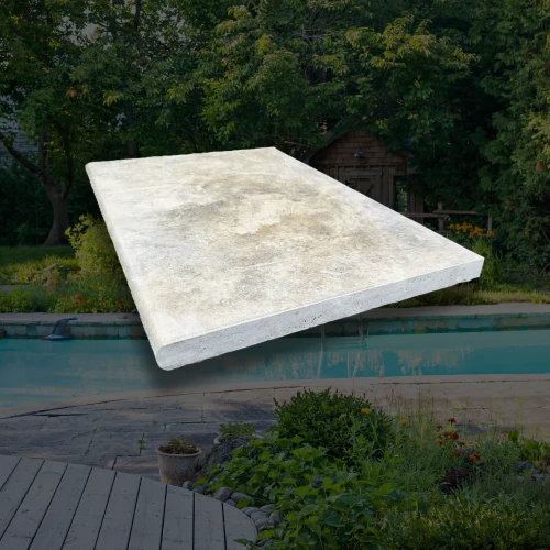 Trawertyn 3cm Kamień brzegowy Silver Greige Ash 40,6x61  Obrzeża do basenu Bullnose .webp