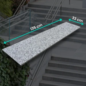 Stopnica granitowa szara płomieniowana G602 135x33x2 Bianco Sardo