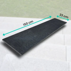 Stopnica bazaltowa płomieniowana G690 Bazalt Black 150x33x2
