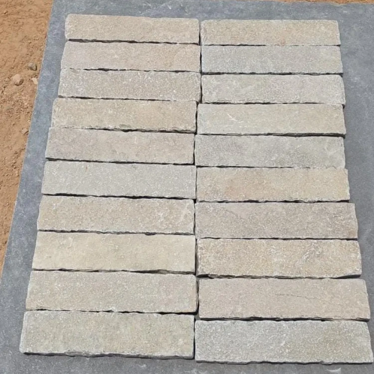Kamień elewacyjny Tandur Yellow Limestone Naturalny Bębnowany 7x30x3 cm