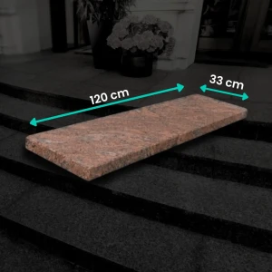 Stopnica granitowa polerowana Multicolor Red 120x33x2 cm