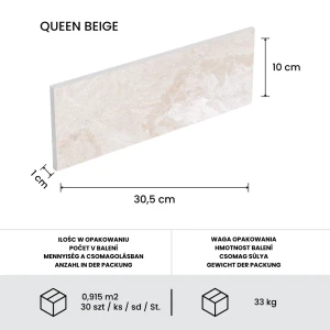 Płytka marmurowa 12 mm cegiełka Coffee White Brick 10x30 Queen Beige