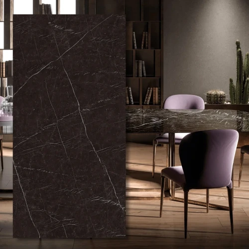 Spiek kwarcowy Nero Marquina Silk 324x162x1,2 cm