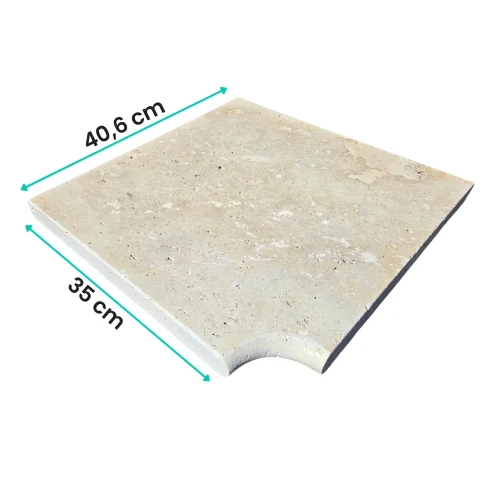 Trawertyn 3 cm Kamień Brzegowy narożnik Ivory 40,6x61 | Obrzeża do basenu Bullnose