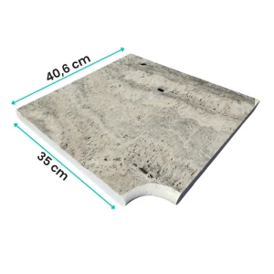 Trawertyn 3 cm Kamień Brzegowy narożnik Ash 40,6x35  | Obrzeża do basenu Bullnose