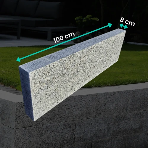 Obrzeże granitowe G602 8x30x100 cm góra + bok płomieniowany (blok schodowy) (id: 2278)