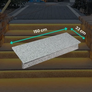 Zestaw Stopnica - Stopień + Podstopień Granitowy G603 150x33x2 / 150x15x2 Płomieniowany