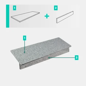 Zestaw Stopnica - Stopień + Podstopień Granitowy G603 150x33x2 / 150x15x2 Płomieniowany