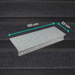 Zestaw Stopnica - Stopień + Podstopień Granitowy G603 150x33x3 / 150x15x2 Płomieniowany
