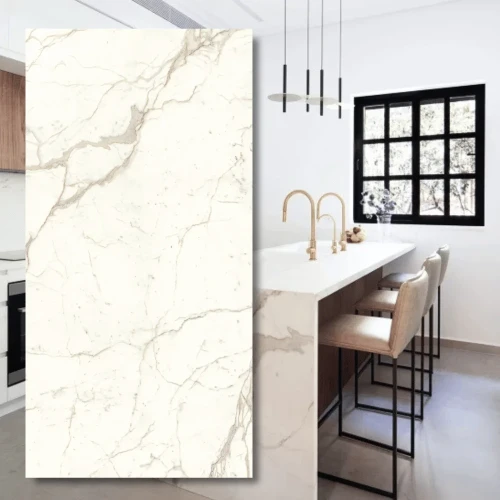 Spiek Kwarcowy Calacatta Prestigio Silk 324x162x1,2 cm