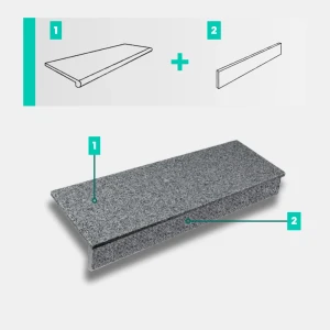 Zestaw Stopnica - Stopień + Podstopień Granitowy Dark Grey New G654 150x33x2 / 150x15x2