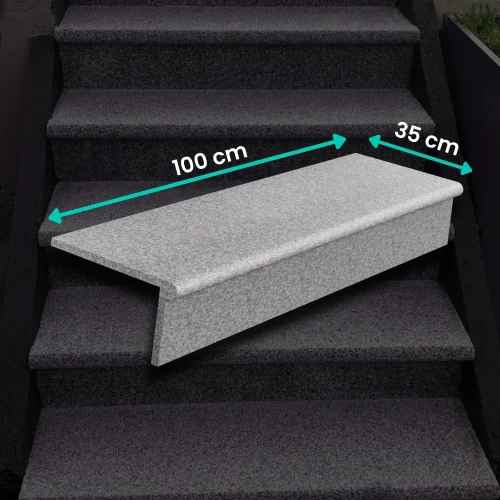 Zestaw Stopnica - Stopień + Podstopień Granitowy G664 100x35x2 / 100x15x2 Bullnose