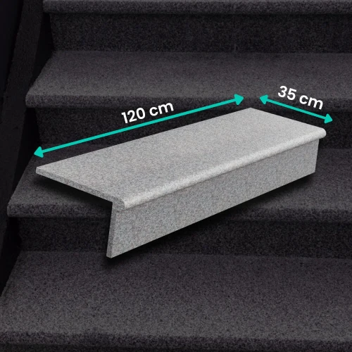 Zestaw Stopnica - Stopień + Podstopień Granitowy G664 120x35x2 / 120x15x2 Bullnose