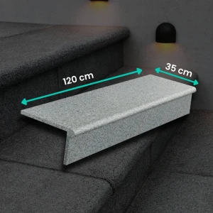 Zestaw Stopnica - Stopień + Podstopień Granitowy Dark Grey G654 NEW Bullnose 120x35x2 / 120x15x2
