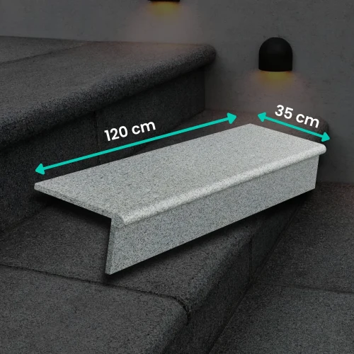 Zestaw Stopnica - Stopień + Podstopień Granitowy Dark Grey G654 NEW Bullnose 120x35x2 / 120x15x2