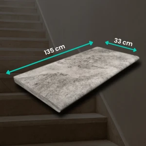 Stopnica kamienna Trawertyn Ash Argent Mix Szlifowany Bullnose 135x33x2 cm