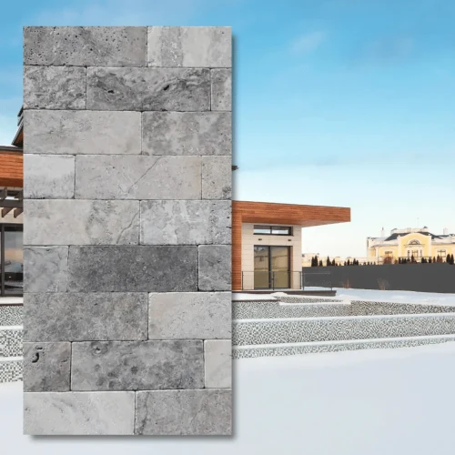 Kamień dekoracyjny 10mm Trawertyn Ash Bębnowany 7,5x15 cm