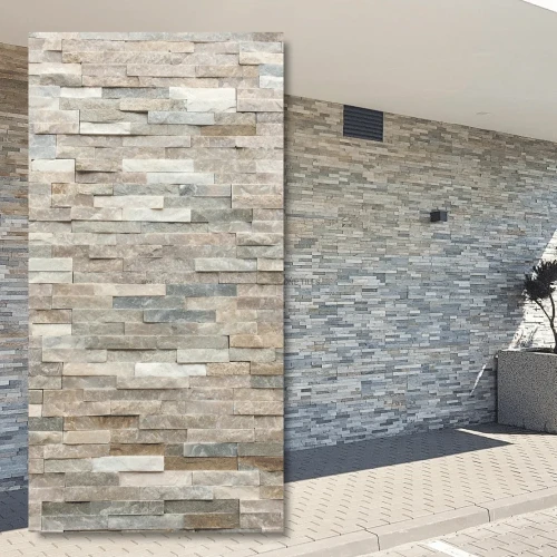 Kamień elewacyjny-dekoracyjny kwarcytowy Stackstone Beige Slate beżowo szary 10x36