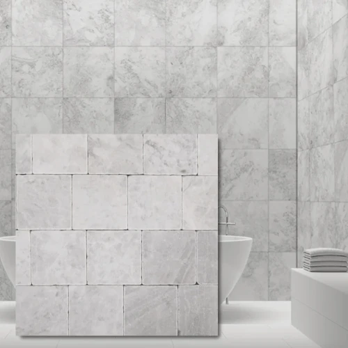 Płytka marmurowa Bębnowana Royal White 20,3x20,3x1 cm