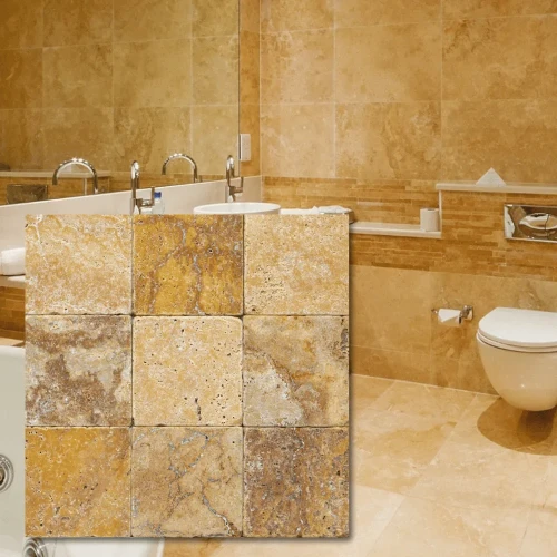 Trawertyn Yellow Bębnowany 10x10x1,2 cm