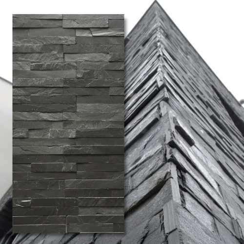 Kamień elewacyjny dekoracyjny łupek czarny 10x36 Black Slate Stackstone
