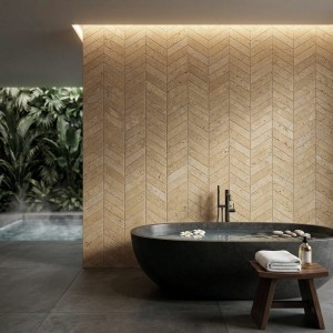 Trawertyn Light Bębnowany 7,5x30,5 10mm Chevron  