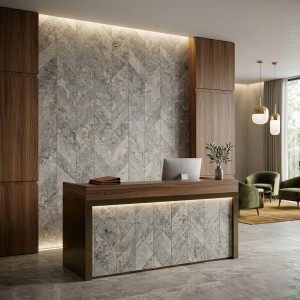 Trawertyn Silver Bębnowany Chevron 7,5x30,5x1 cm