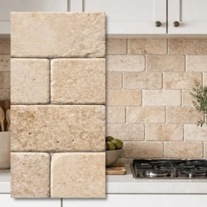 Kamień dekoracyjny trawertyn Light Bębnowany 7,5x15x1 cm