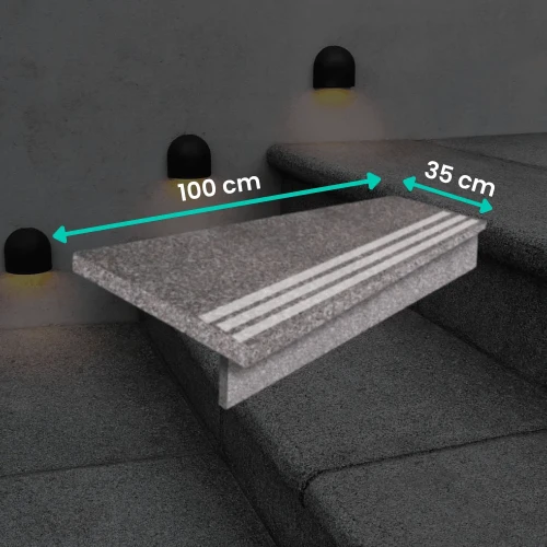 Zestaw Stopnica - Stopień + Podstopień Granitowy G664 100x35x2 / 100x15x2 Polerowany z Antypoślizgiem