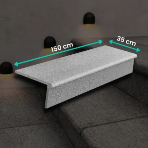 Zestaw Stopnica - Stopień + Podstopień Granitowy Dark Grey G654 NEW Bullnose 150x35x2 / 150x15x2 Płomieniowany