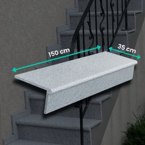 Zestaw Stopnica - Stopień + Podstopień Granitowy Bullnose G603 150x35x2 / 150x15x2 Płomieniowany