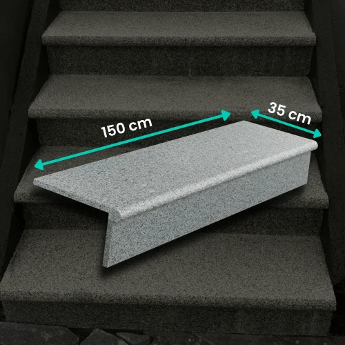 Zestaw Stopnica - Stopień + Podstopień Granitowy G664 150x35x2 / 150x15x2 Bullnose