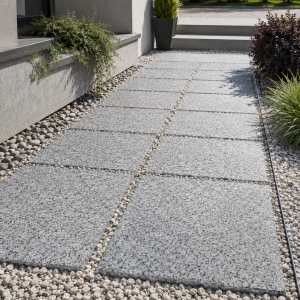 Płytka Granitowa Szara Płomieniowana G602 Bianco Sardo 40x40x4 cm