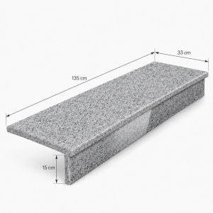 Zestaw Schodowy - Stopień + Podstopień Granitowy G602 135x33x2 / 135x15x2 Polerowany