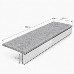 Stopnica granitowa szara płomieniowana Bianco Sardo G602 150x33x2 cm 