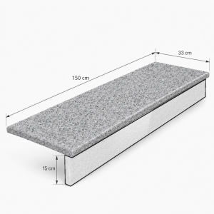Stopnica granitowa szara płomieniowana Bianco Sardo G602 150x33x2 cm 