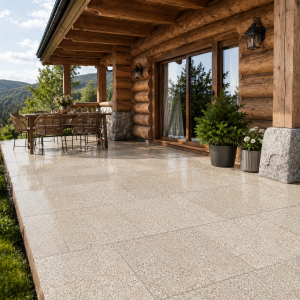 Płytka granitowa beżowo szara płomieniowana G682 60x60x2