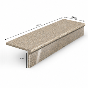 Zestaw Stopnica - Stopień + Podstopień  Granitowy Bullnose G682 120x35x2 / 120x15x2