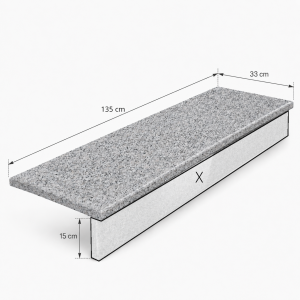 Stopnica granitowa szara płomieniowana G602 135x33x2 | PRZEDSPRZEDAŻ