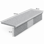 Zestaw Schodowy - Stopień + Podstopień  Granitowy Bullnose G603 135x35x2 / 135x15x2