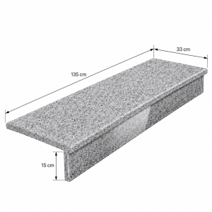 Zestaw Schodowy - Stopień + Podstopień Granitowy G602 135x33x2 / 135x15x2 