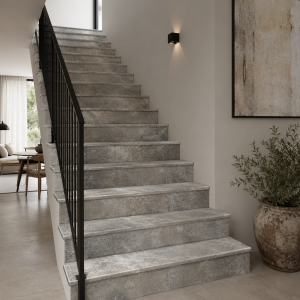 Stopnica kamienna Trawertyn Ash Argent Mix Szlifowany Bullnose 135x33x3 cm