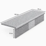 Zestaw Stopnica - Stopień + Podstopień Granitowy Bullnose G603 150x35x2 / 150x15x2