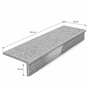 Zestaw Schodowy - Stopień + Podstopień Granitowy G602 135x33x2 / 135x15x2 Polerowany