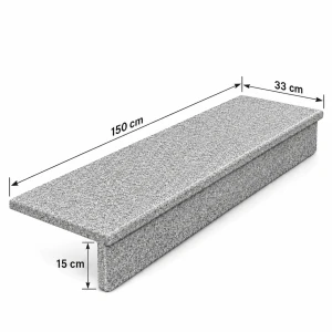 Zestaw Stopnica - Stopień + Podstopień Granitowy G603 150x33x2 / 150x15x2 Płomieniowany