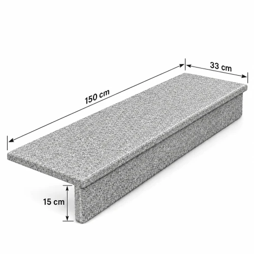 Zestaw Stopnica - Stopień + Podstopień Granitowy G603 150x33x2 / 150x15x2 Płomieniowany, 11_06_41 (1).webp