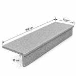 Zestaw Stopnica - Stopień + Podstopień Granitowy G603 150x33x3 / 150x15x2 Płomieniowany